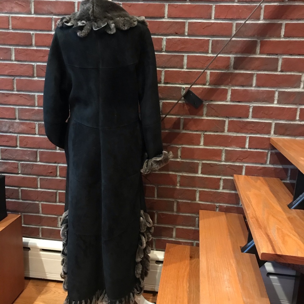❤️SOLD❤️Denimax Shearling Long Coat Loops Details Size L - Picture 15 of 16